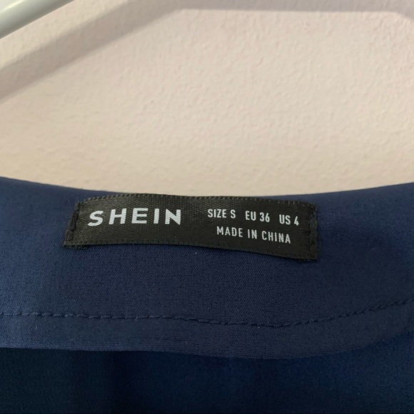 🧡3/$30 SHEIN Navy Blue Peplum Top Size Small - Picture 10 of 14